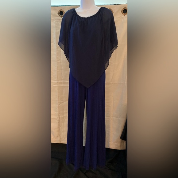 Women’s Gabriella Rocha Jumpsuit Off Shoulder Dark Blue Size XS 31” Inseam - Picture 5 of 16